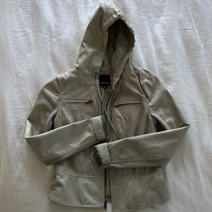 Trouve Leather hooded jacket